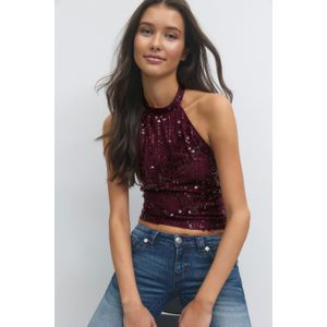 14+ sequin open back top