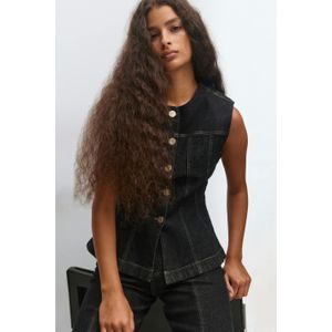 Waist shaped denim vest