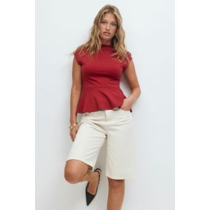 Funnel neck peplum top