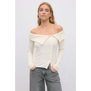 Off shoulder rib top
