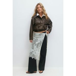 Kanten Rok - Wit - Met Zelfbinder - Bloemig Patroon - Normale Pasvorm