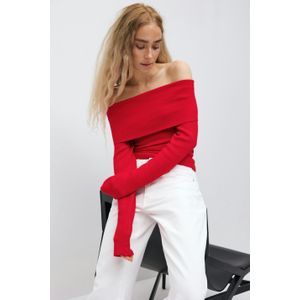 Knitted off shoulder top