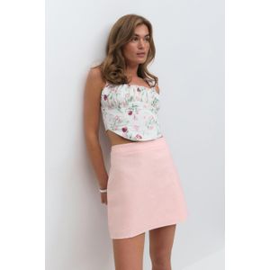 Linen blend mini skirt