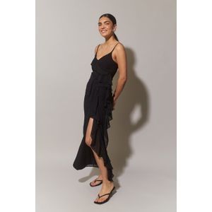 Frill chiffon maxi dress