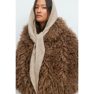 Gebreide Capuchon - Beige - Met Trekkoorden - Zachte Ribgebreide Kwaliteit