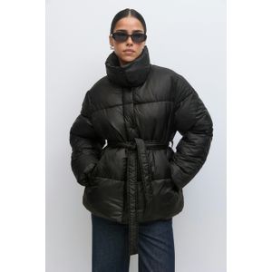 Belted puffer jacket