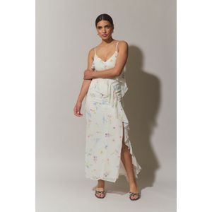 Frill chiffon maxi dress