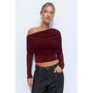 Off shoulder mesh top