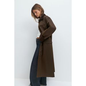 Waxed effect long jacket