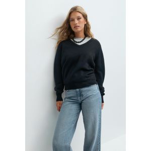 V-neck knitted sweater