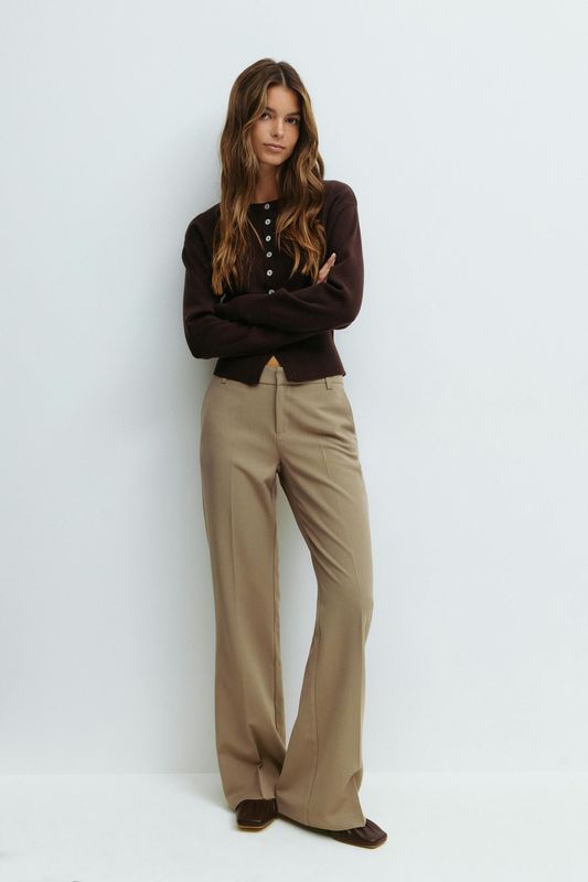 Gina Tricot - Pantalon - Taupe - Gerecycled Materiaal - Lang