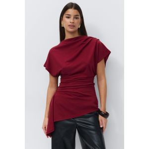 Asymmetric funnel neck top