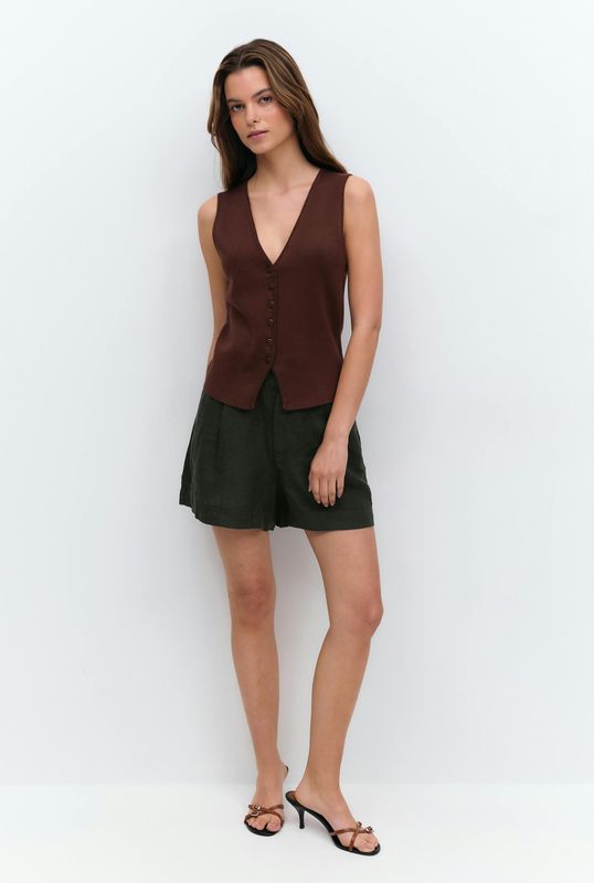 Linnen Shorts - Zwart - Hoge Taille - Korte Broeken