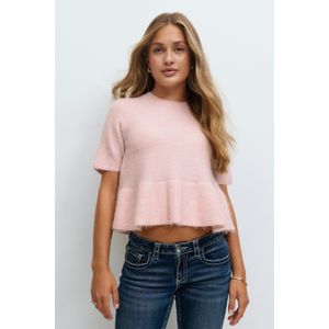 Y knitted peplum top