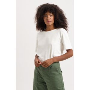 Kuyichi -  Olivia Tee - Duurzaam T-shirt -  Off Wit - Maat L - 70% Biologisch Katoen, 30% Hennep