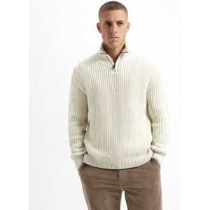 Kuyichi - Morgan Skipper Wool - Duurzame Gebreide trui - Oatmeal melange - Maat M - 55% Organic Merino Wool, 45% Organic Cotton