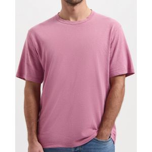 Kuyichi -  Liam Linen tee - Duurzaam T-shirt -  Soft mauve - Maat S - 50% Biologisch Katoen, 50% Linnen