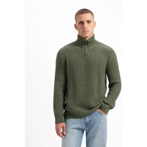 Kuyichi - Morgan Skipper Wool - Duurzame Gebreide trui - Moss Groen - Maat L - 55% Organic Merino Wool, 45% Organic Cotton