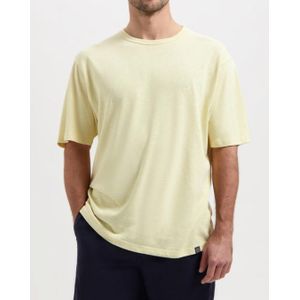 Kuyichi -  Liam Linen tee - Duurzaam T-shirt -  Faded yellow - Maat L - 50% Biologisch Katoen, 50% Linnen