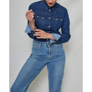 Kuyichi - Sawtooth Shirt Worker Blue WOMEN - Duurzame Spijkerblouse - Deep blue - Maat L - 100% Biologisch Katoen