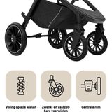 FreeON Kinderwagen Joy 3in1 - Wandelwagen & Reiswieg - Grijs (incl. i-Size autostoel)