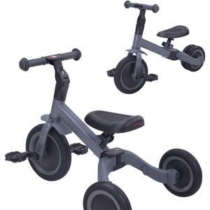 Topmark Kaya - 4 In1 Driewieler - Loopfiets - Balance Bike - Grijs