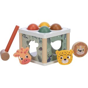 Free2Play by FreeON - Houten Hamerbank met Ballen & Vormenstoof - Educatief Babyspeelgoed - Safari