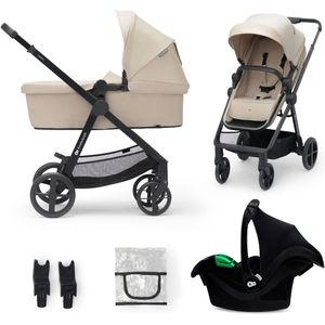 Kinderkraft Newly - Kinderwagen - 3in1 reissysteem incl. Mink Pro autostoel - Geschikt van 0-22kg - Sand Beige