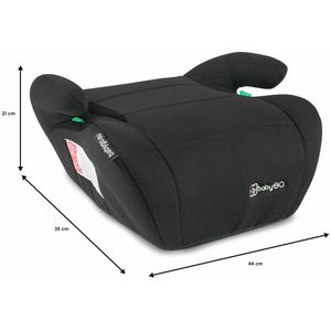 BabyGO autostoel Booster iSize - Zitverhoger - Stoelverhoger - Autogordel bevestiging - Zwart (voor kinderen van 125 - 150cm)