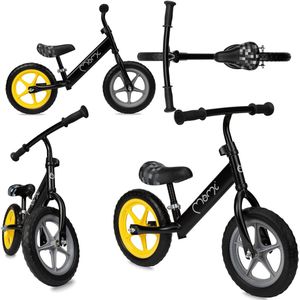 MoMi Fleet Loopfiets - Lichtgewicht Balance Bike - geschikt vanaf 3 jaar - Zwart