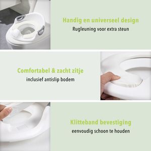 FreeON Toiletverkleiner - WC verkleiner - Toilet zitje met leuning en handvaten Wit