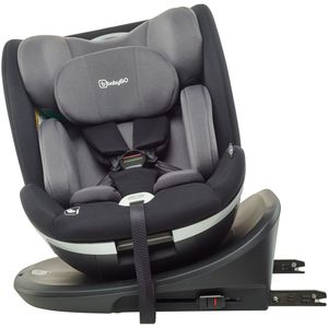 BabyGO autostoel Grow Up 360° i-Size met isoFix Zwart-Grijs (40-150cm)
