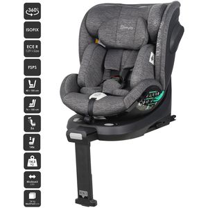 BabyGO Prime 360 autostoel - Draaibare i-Size autostoel met isoFix - voor kinderen van 40-125cm - Grijs