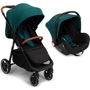 Baninni Kinderwagen - Ditta 2in1- Wandelwagen met Autostoel - XL zonnekap & boodschappenmand - Groen (geschikt van 0-22kg)