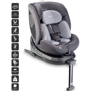 BabyGO autostoel Move 360 - Draaibare i-Size autostoel met isoFix - voor kinderen van 40-150cm - Grijs