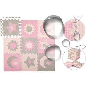 MoMi Speelkleed - EVA Foam puzzelmat - Speelmat 93 x 93 cm - Nebe - Roze