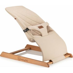 BabyGO Skippy - Wipstoel - Houten Baby Bouncer- Schommelstoel voor baby's - Beige