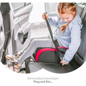 BabyGO autostoel Booster iSize - Zitverhoger - Stoelverhoger - Autogordel bevestiging - Rood (voor kinderen van 125 - 150cm)