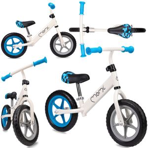 MoMi Fleet Loopfiets - Lichtgewicht Balance Bike - geschikt vanaf 3 jaar - Beige-Blauw