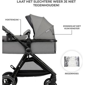 Kinderkraft Esme - Kinderwagen - 3in1 reissysteem incl. i-Size autostoel - Geschikt van 0-22kg - Moonlight Grey