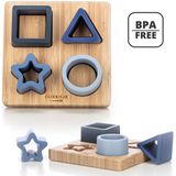 Free2Play by FreeON Houten vormenpuzzel met siliconen vormen - Babypuzzel - Vormenstoof - Blauw