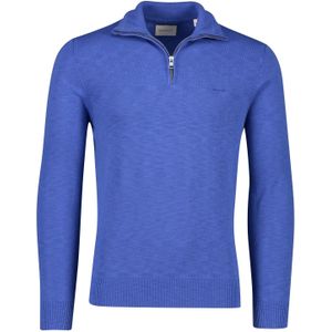 Gant trui normale fit katoen blauw gemêleerd half zip