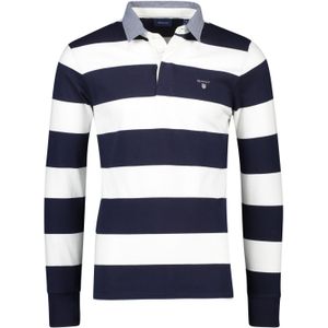 Gant polo lange mouw navy wit gestreept