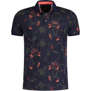 New Zealand polo normale fit donkerblauw geprint bloemen