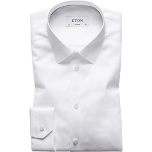 Eton business Signature Twill overhemd super slim fit wit effen