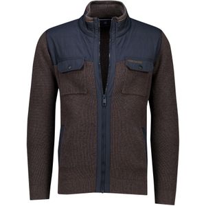 Casa Moda outdoor vest bruin donkerblauw katoen