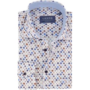 Ledub business overhemd normale fit blauw met stippel print katoen