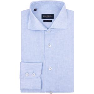 Cavallaro Firento effen lichtblauw overhemd linnen slim fit