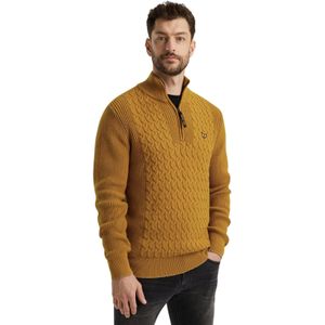 PME Legend - Half Zip Trui - Mosterdgeel - Gebreid - Katoenmix