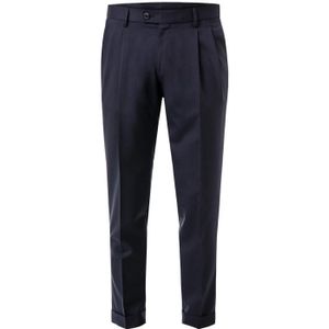 Hiltl wollen pantalon Tarmac U donkerblauw effen wol bandplooi